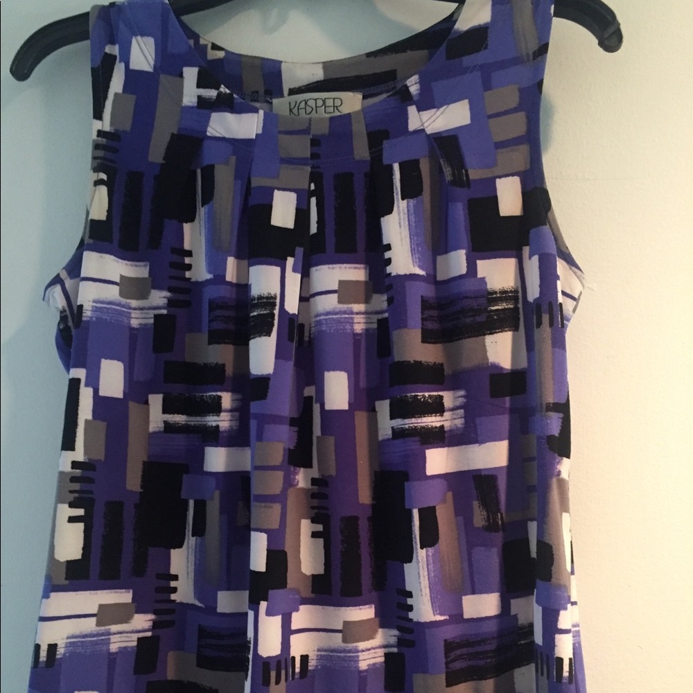 Kasper pleated neck printed tank